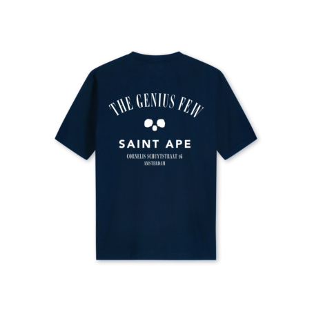 The back of Saint Ape's Genius Few Comfort Fit T-Shirt Navy on a plain white background
