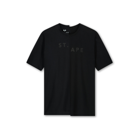 The front of Saint Ape's Split Ape 01 Black heavy cotton t-shirt on a plain white background