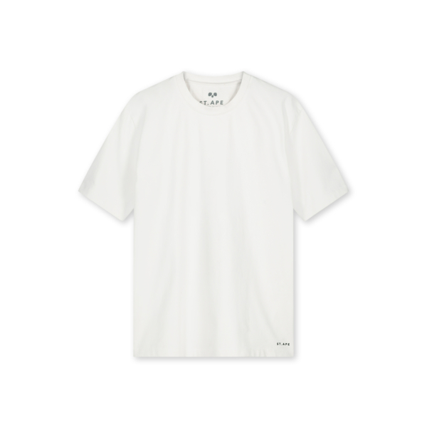 The back of Saint Ape's Pixel Ape 01 Comfy White print t-shirt on a plain white background